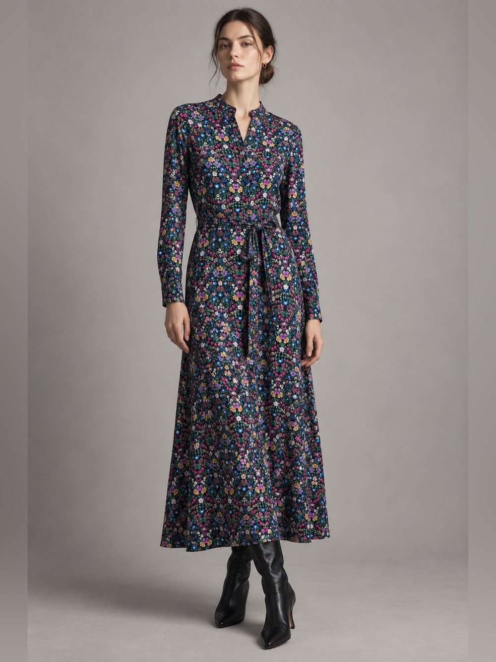 Ann Mashburn Liberty Tana Lawn Wild Flowers G Maxi Dress S